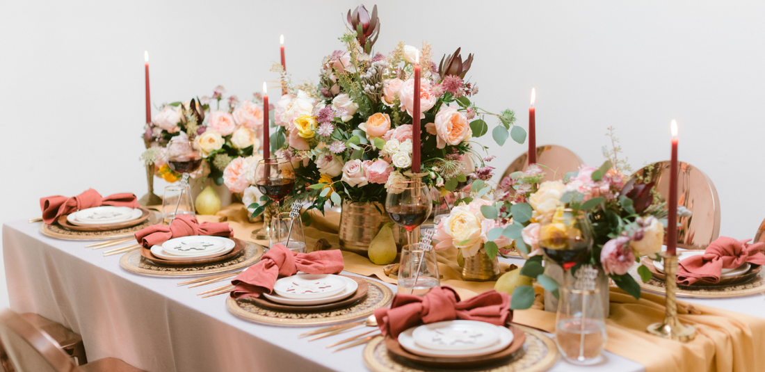 Mother's Day tablescape featuring fresh flowers