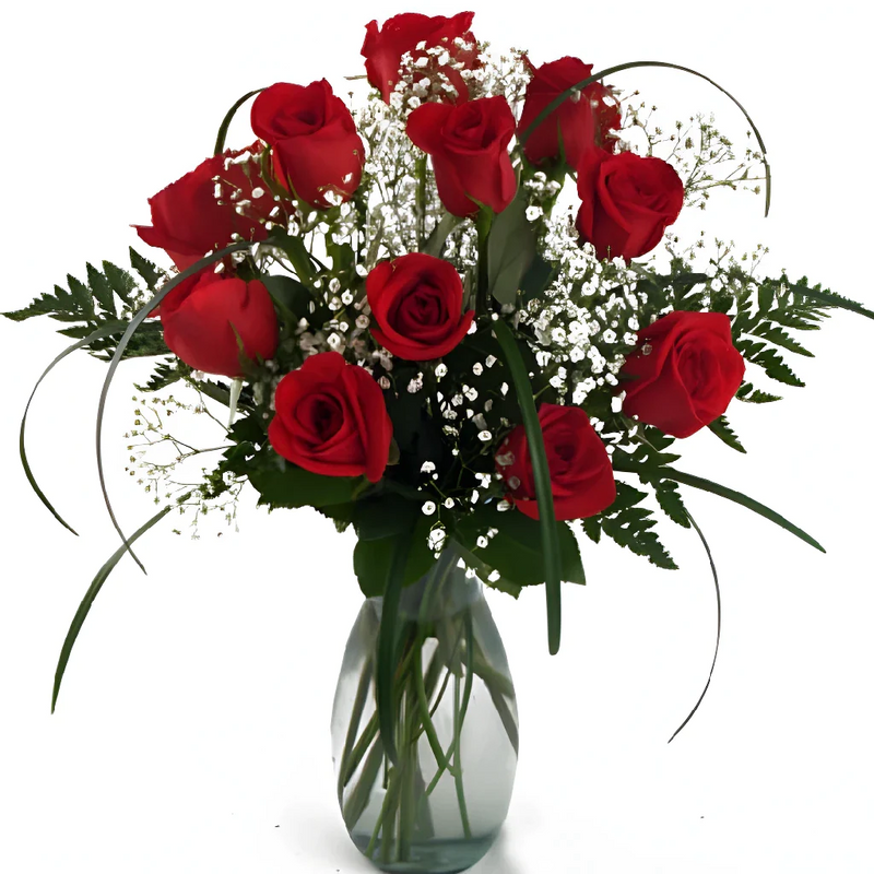 12 Long Stem Roses Valentines Day Bouquets Delivered Arrangements Apron - Image