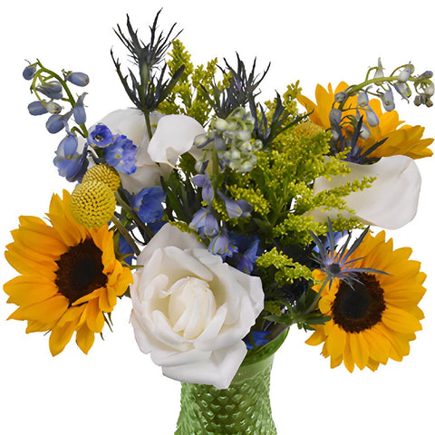 Blue Sunny Sky Wedding Flower Arrangement
