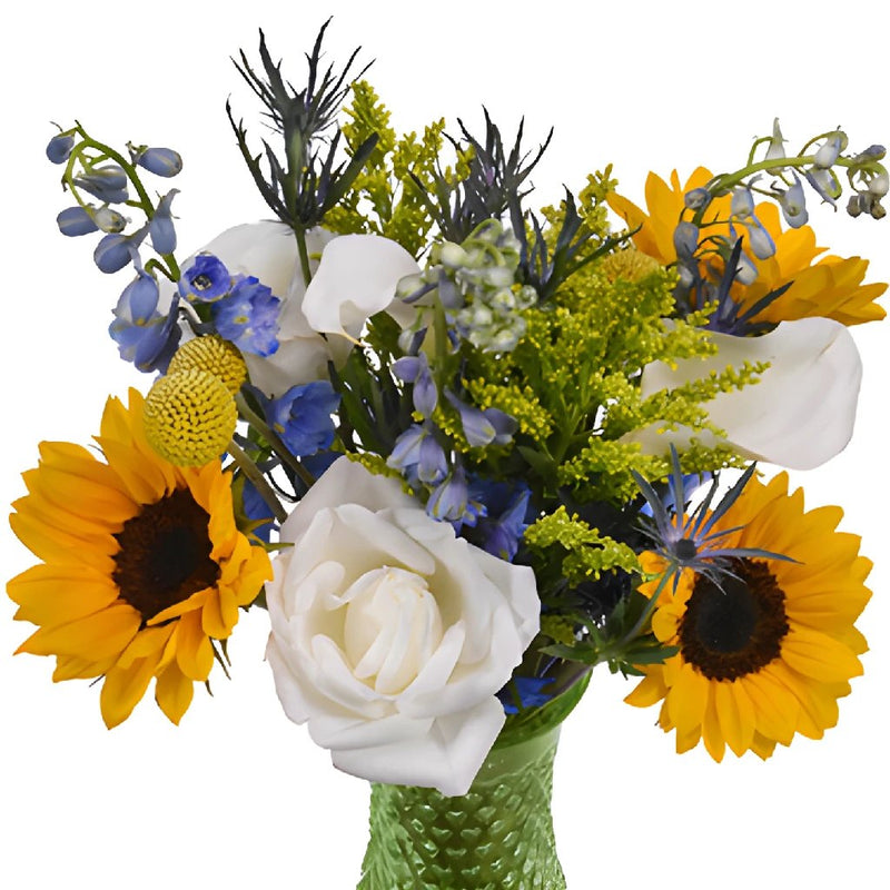 Blue Sunny Sky Wedding Flower Arrangement
