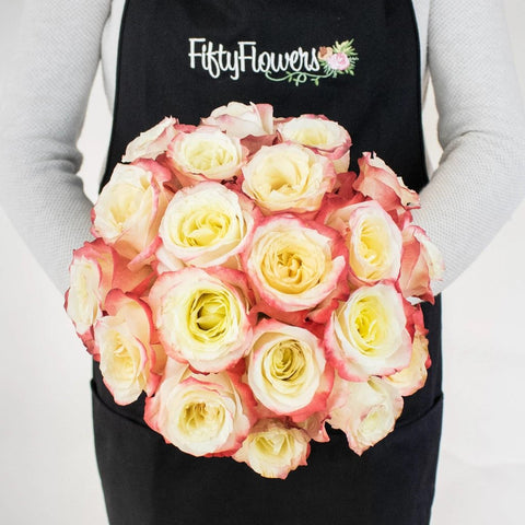 Cabaret Yellow and Red Wholesale Rose Bunch In a Hand