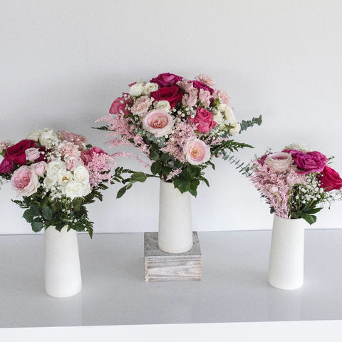Delightfully Pink Wedding Centerpieces Close Up - Image