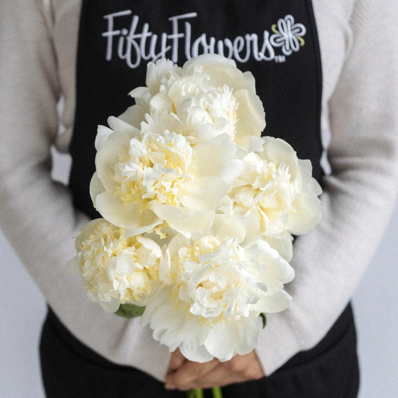 Duchess White Peonies Apron - Image