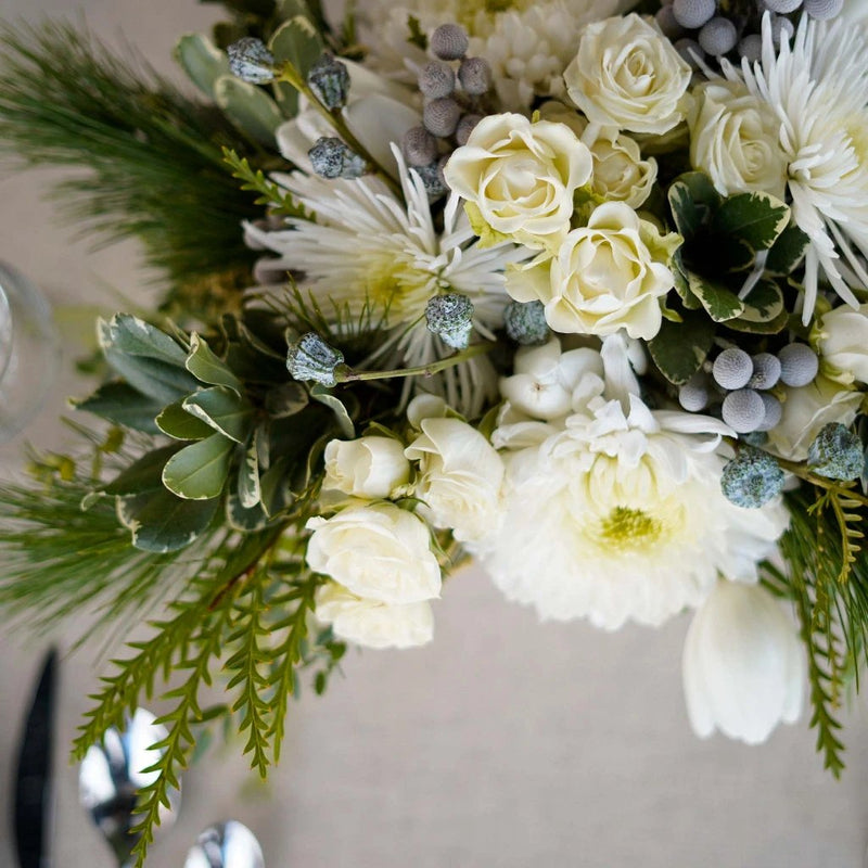 Holiday Tablescape Flower Arrangement