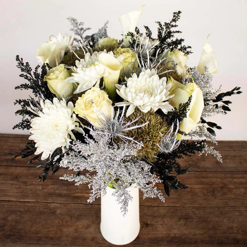 New Beginnings Silver And Gold Flower Bunch in Vase