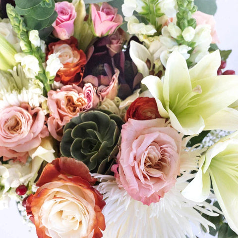 Peach Cobbler Wedding Centerpieces Close Up - Image