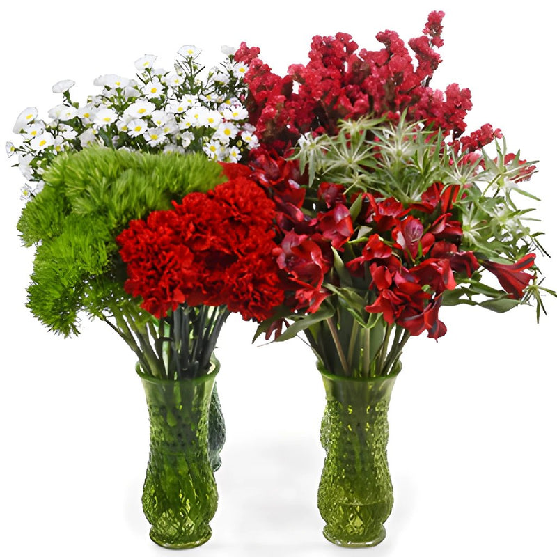 Red Textured Filler DIY Flower Kit In a Vase