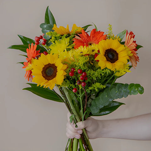 Bridal Centerpieces Sunflowers and Orange Flowers
