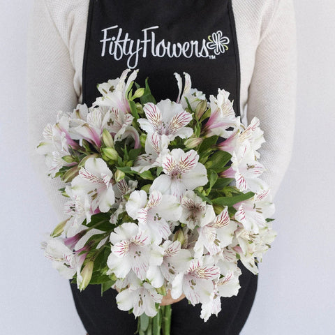 White Blush Peruvian Lilies Apron - Image
