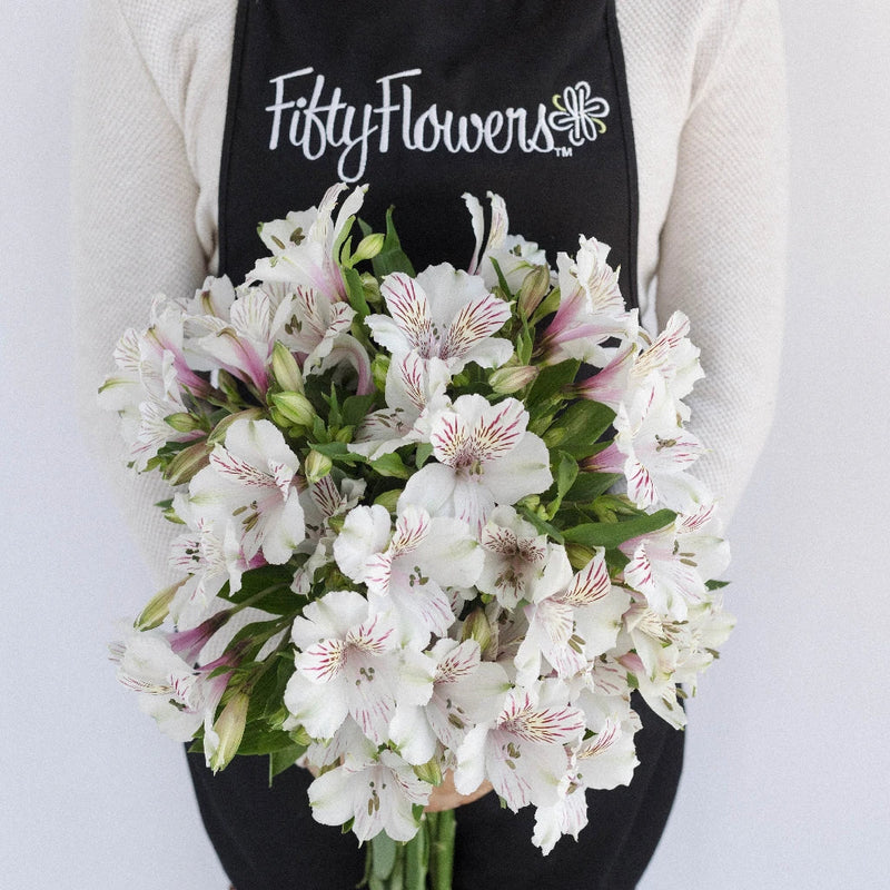 White Blush Peruvian Lilies Apron - Image