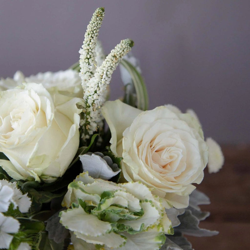 Monochromatic White Flower Centerpiece Up Close