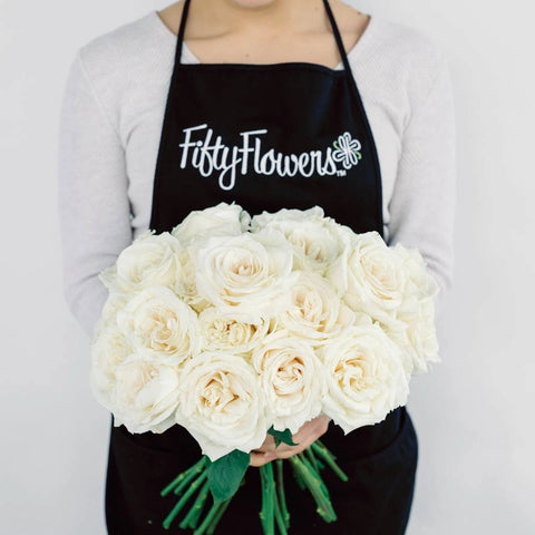 White Rose Flower Bunch in Hand