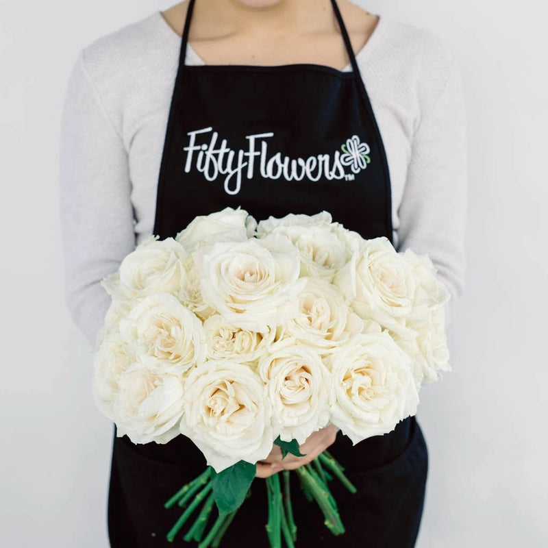 White Rose Flower Bunch in Hand