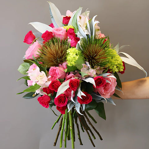 Womens Friendship Day Pink Flower in Hand