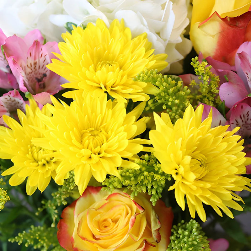 World Smile Day Yellow Flower Bouquet Up Close