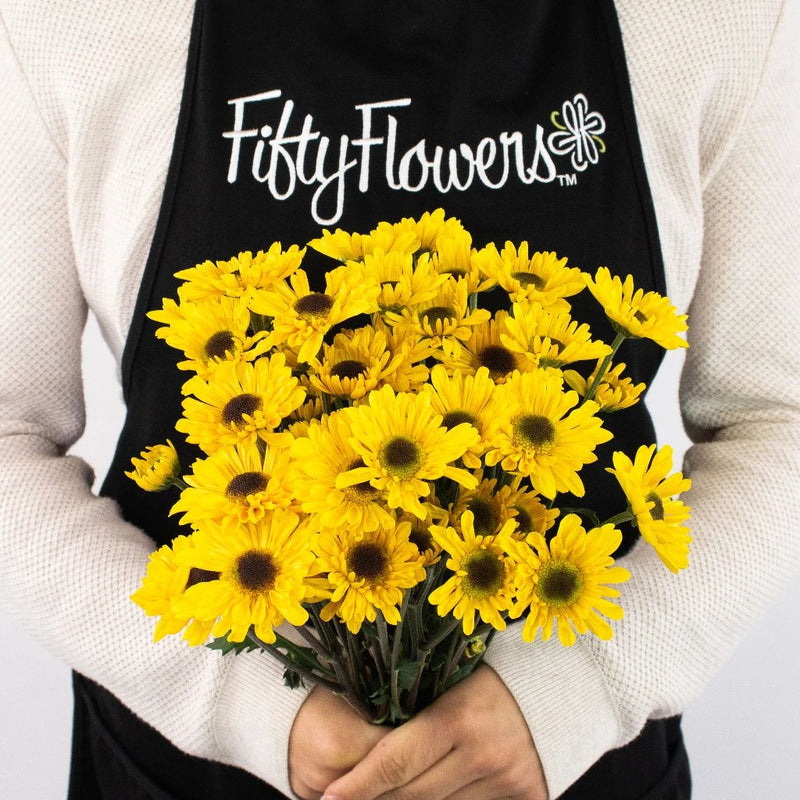 Yellow Novelty Mini Pom Flower Bunch in Vase